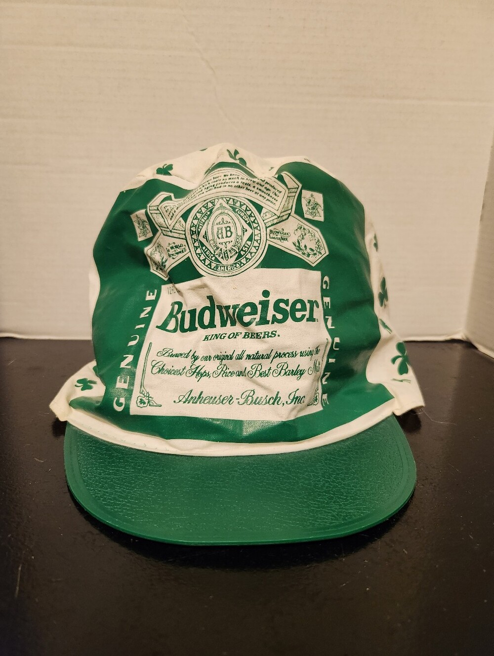 Vintage Budweiser Beer Shamrock St. Patrick's Day Painters Hat Adult Men OSFA